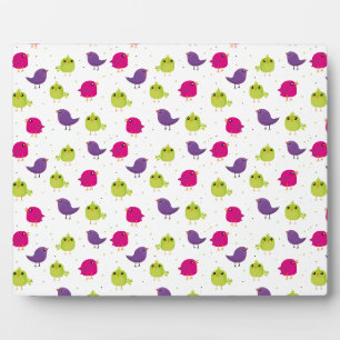 Cute colorful birds plaque