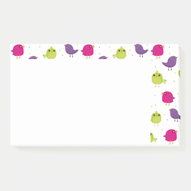 Cute colorful birds   post-it notes (Front)