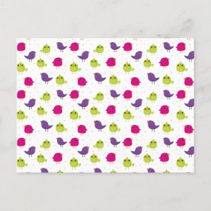 Cute colorful birds postcard