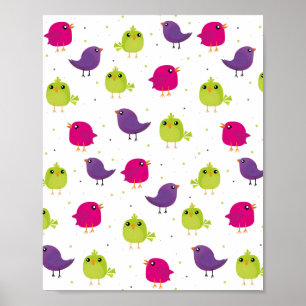 Cute colorful birds   poster