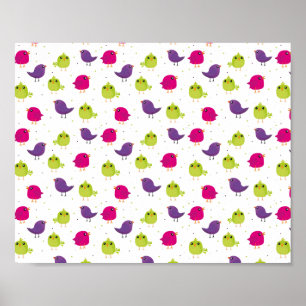 Cute colorful birds  poster