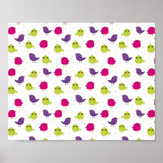 Cute colorful birds  poster (Front)