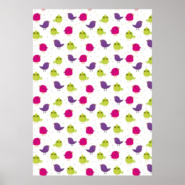 Cute colorful birds  poster (Front)