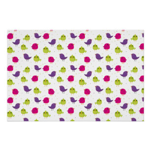 Cute colorful birds poster