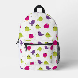 Cute colorful birds printed backpack