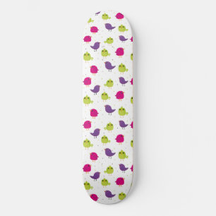 Cute colorful birds skateboard