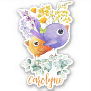 Cute Colorful Birds Springs Coming Sticker