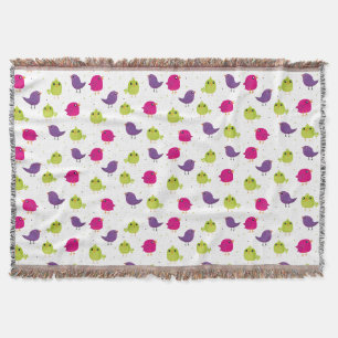 Cute colorful birds   throw blanket