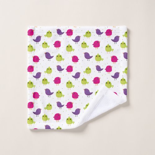 Cute colorful birds  wash cloth