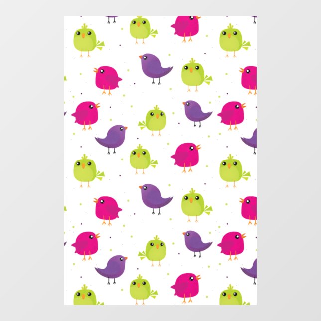 Cute colorful birds  window cling (Sheet)