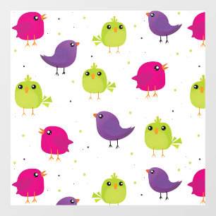 Cute colorful birds window cling