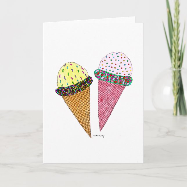 Cute Colorful Birthday Ice Cream Card (Front)