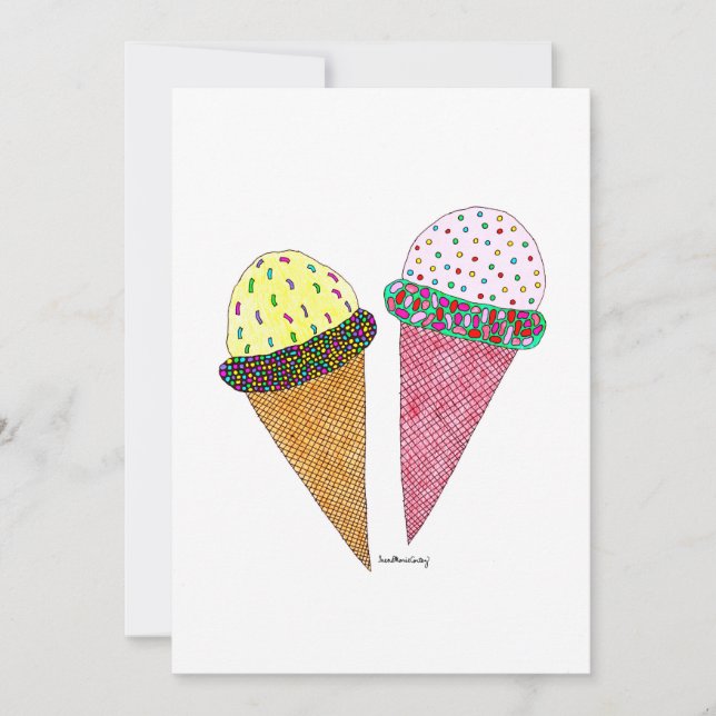 Cute Colorful Birthday Ice Cream Card (Front)