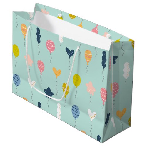 Cute Colorful Birthday Party Balloon Pattern Large Gift Bag