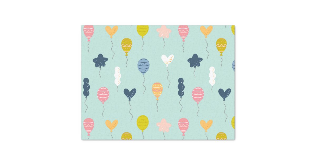 Cute Colorful Birthday Party Balloon Pattern Tissue Paper | Zazzle