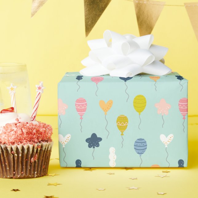 Cute Colorful Birthday Party Balloon Pattern Wrapping Paper (Birthday Party)