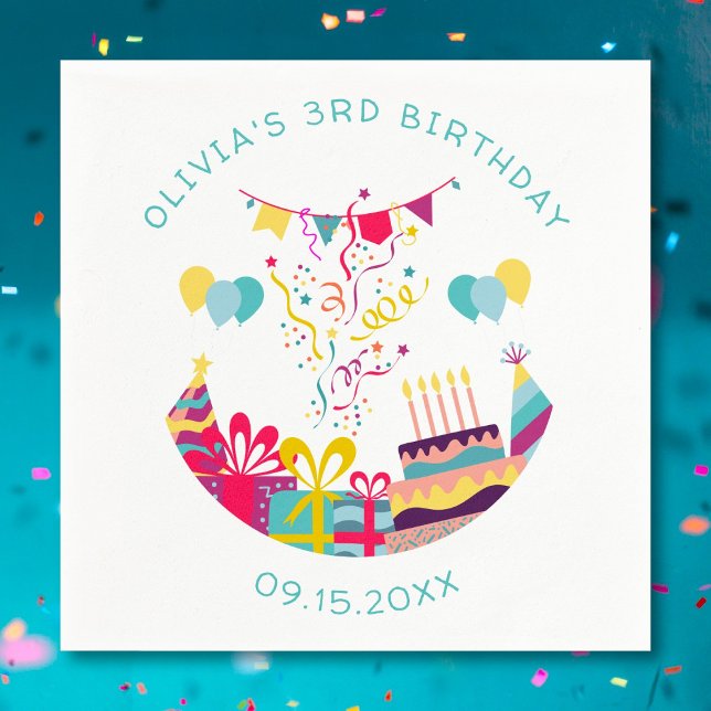 Cute Colorful Birthday Party Custom Text Napkins (Creator Uploaded)