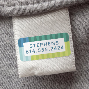 Cute colorful blue green simple kids' name labels