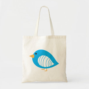Cute colorful blue quirky birds tote bag