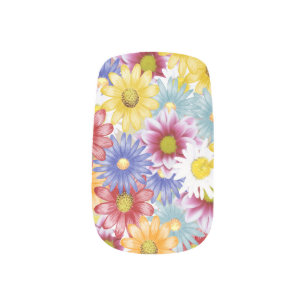 Cute Colorful Blue Red Yellow Daisy Flower Floral Minx Nail Art