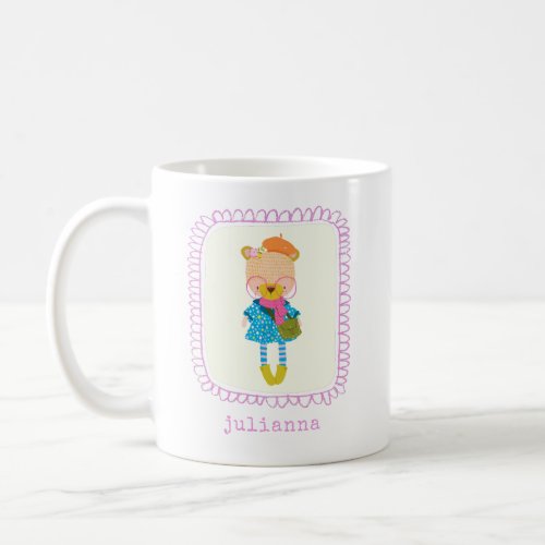 Cute Colorful Boho Hipster Bear Illustration Name Coffee Mug