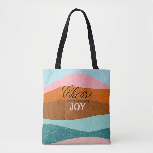 Cute Colorful Boho Inspirational Positive Quote Tote Bag (Front)