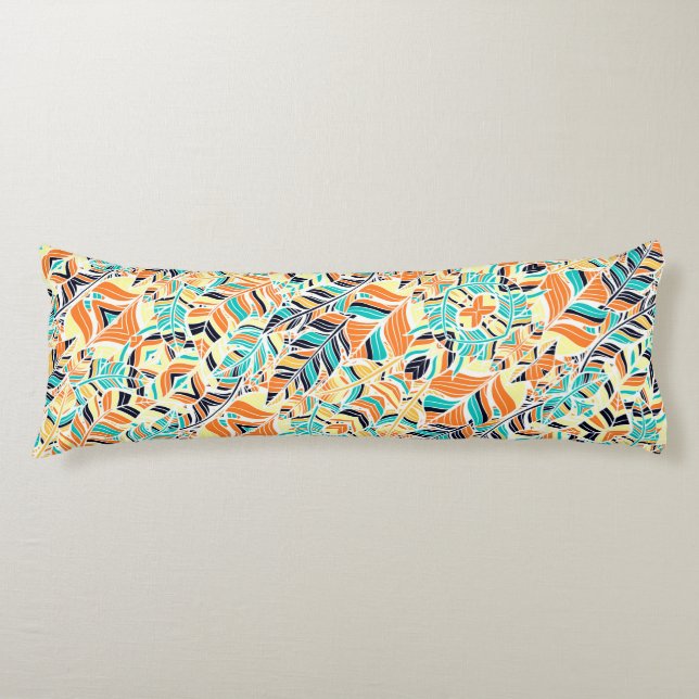 Cute colorful boho leaves pattern body pillow (Front)