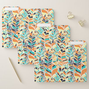 Cute colorful boho leaves pattern file folder