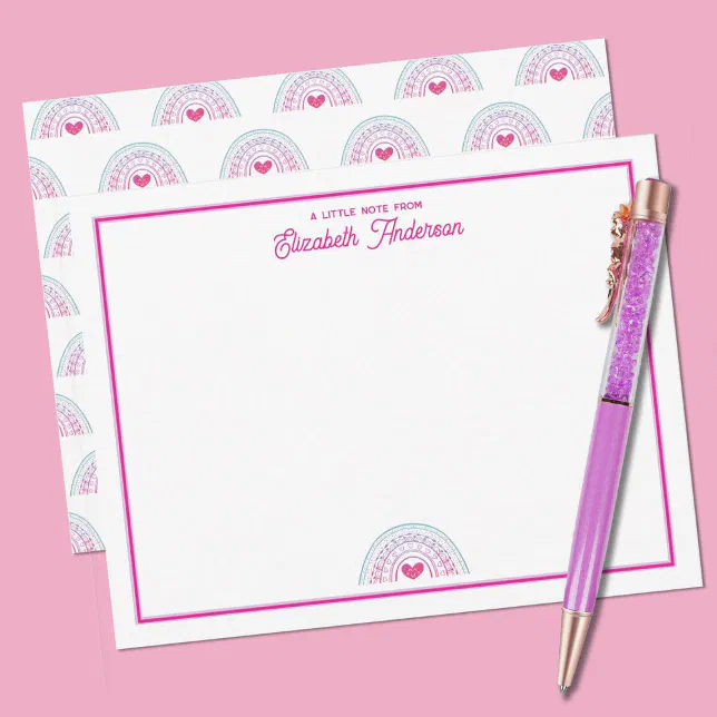 Cute Colorful Boho Rainbow Girls Stationery Note Card | Zazzle