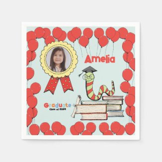Cute Colorful Bookworm Graduation Party with Photo