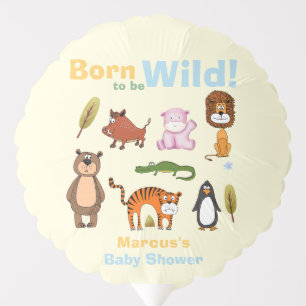 Cute Colorful Born To Be Wild Safari Baby Shower Balloon
