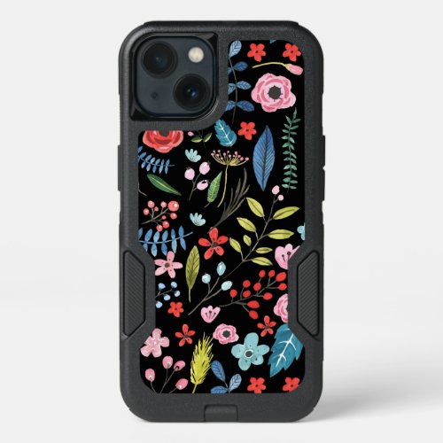 Cute Colorful Botanical Flowers Pattern iPhone 13 Case