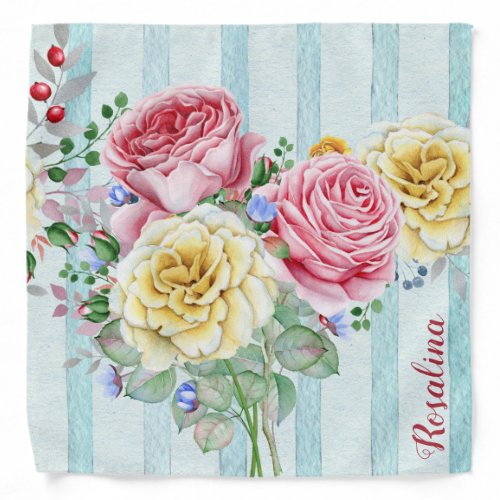 Cute Colorful Bouquet Roses With Name Bandana