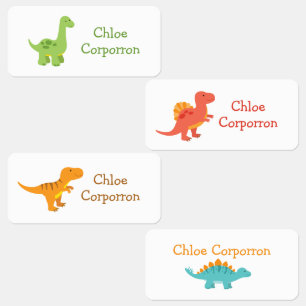 Cute Colorful Boy Dinosaur Kids' Labels