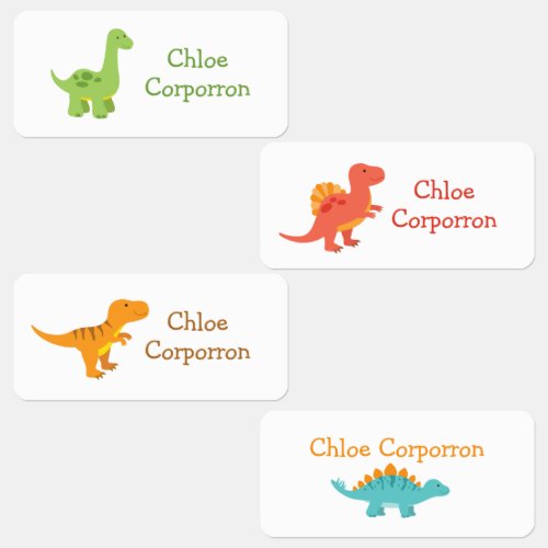 Cute Colorful Boy Dinosaur Kids Labels