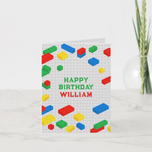 Cute Colorful Bricks Building Blocks Kids Birthday