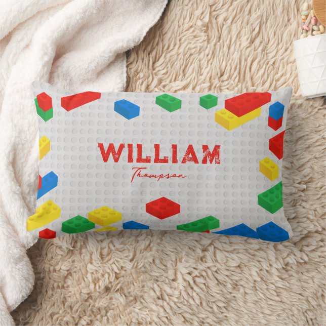Cute Colorful Bricks Building Blocks Kids  Lumbar Pillow (Blanket)