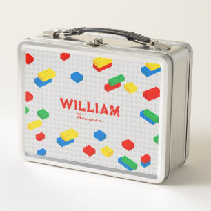 Cute Colorful Bricks Building Blocks Kids Metal Lunch Box