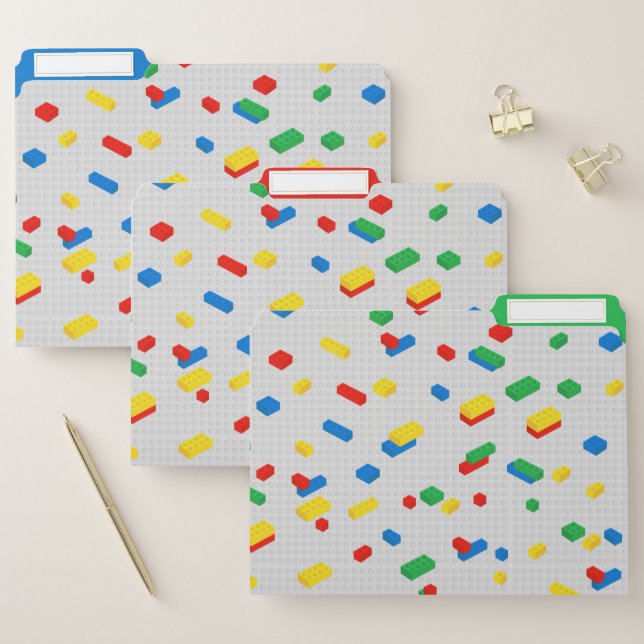Cute Colorful Bricks Building Blocks Kids Pattern File Folder (Set)
