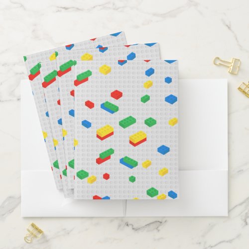 Cute Colorful Bricks Building Blocks Kids Pattern Pocket Folder