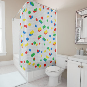 Cute Colorful Bricks Building Blocks Kids Pattern Shower Curtain