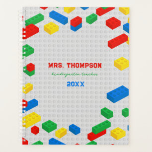 Cute Colorful Bricks Building Blocks Kids Teacher Planner