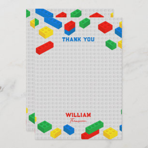 Cute Colorful Bricks Building Blocks Kids Thank You Card