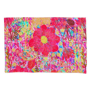 Cute colorful bright flowers pillow case