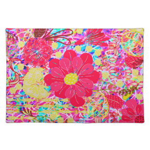 Cute colorful bright flowers placemat