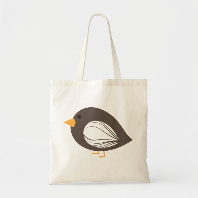 Cute colorful brown quirky birds tote bag (Front)
