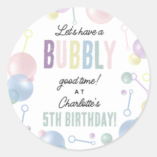 Cute Colorful Bubble Kids Birthday Party Classic Round Sticker