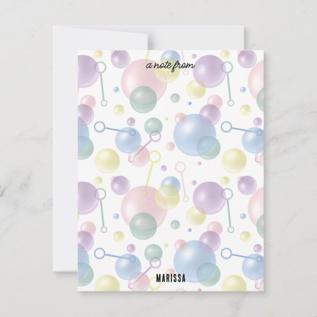 Cute Colorful Bubble Kids Birthday Party Note Card (Front)