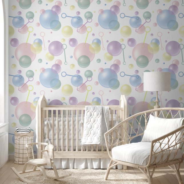 Cute Colorful Bubble Pattern Baby Nursery Wallpaper (Kids)