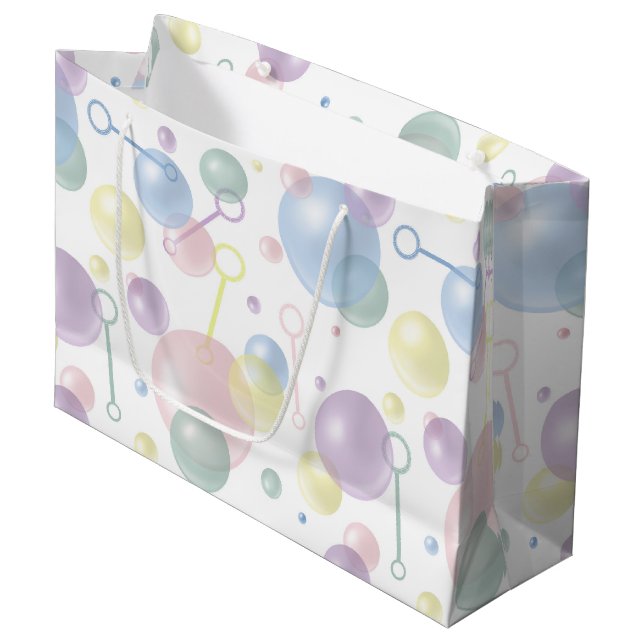 Cute Colorful Bubble Pattern Large Gift Bag (Front Angled)